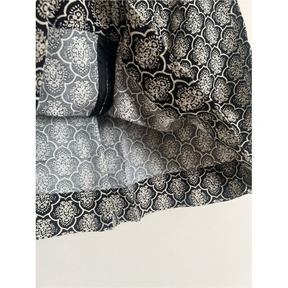 LOFT Linen Blend Black White Printed A Line Mini Skirt Size 6 Classic Chic - Picture 3 of 6